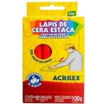 Lápis de Cera Estaca Vermelho 12 UN Acrilex