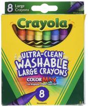 Lápis de cera laváveis Crayola, grandes, 8 cores, 2 pacotes x2 Lápis de cera laváveis Crayola, grandes, 8 cores, 2 pacotes x2