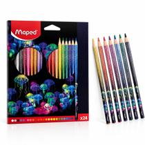 Lápis De Colorir Triangular Com Estampa 24 Cores Maped Lápis De Colorir Triangular Com Estampa 24 Cores Maped