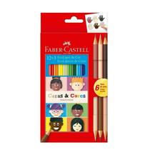 Lapis De Cor 12+3 Caras E Cores Faber-Castell 6 Tons De Pele