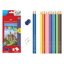 Lápis de Cor 12 Cores +2 Ecolápis +1 Apontador +1 Borracha - Faber Castell / WX Gift