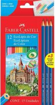 Lápis de Cor 12 Cores + 3 Lápis de escrever - Faber-Castell Lápis de Cor 12 Cores + 3 Lápis de escrever - Faber-Castell