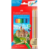 Lápis de Cor 12 cores + 3 metálicos Faber-Castell Lápis de Cor 12 cores + 3 metálicos Faber-Castell