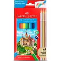 Lápis de Cor 12 cores + 3 metálicos Faber-Castell