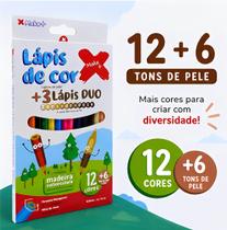 Lápis de Cor 12 Cores + 6 Cores Tons de Pele