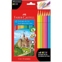Lápis de cor 12 cores + 6 neon 120112+6N112671 - Faber-Castell Lápis de cor 12 cores + 6 neon 120112+6N112671 - Faber-Castell