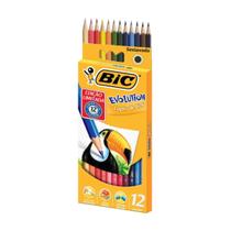 Lápis De Cor 12 Cores Bic Evolution Resistente Sextavado