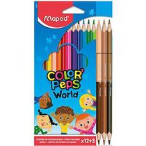Lápis de Cor 12 cores Color Peps + 3 lápis duo Tons de Pele - Maped - CX 1 UN