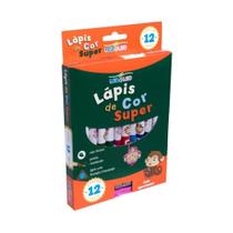 Lápis De Cor 12 Cores Jumbo Triangular Com Apontador Leoleo