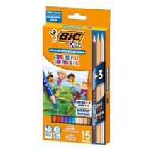Lápis de cor 12 cores Kids Sextavado + 3 Tons de Pele - Bic Lápis de cor 12 cores Kids Sextavado + 3 Tons de Pele - Bic