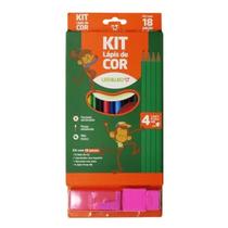 Lápis de Cor 12 Cores Kit c/18 Peças Rosa - Leo&Leo