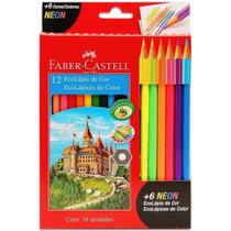 Lapis De Cor 12 Cores Mais 6 Neon Faber Castell - FABER-CASTELL Lapis De Cor 12 Cores Mais 6 Neon Faber Castell - FABER-CASTELL