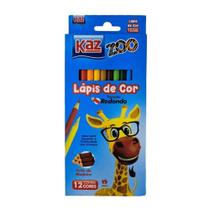 Lápis de Cor 12 Cores Redondo Escolar Infantil Kaz