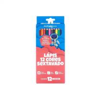 Lapis de cor 12 cores sextavado escolar futuro