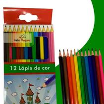 Lápis De Cor 12 Cores Tons Caixa Pintar Escolar Educativo Pintura Unidades Ecológico Multicores Pacote Conjunto - Wincy