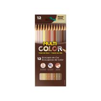 Lápis de Cor 12 Cores Tons de Pele Multicolor