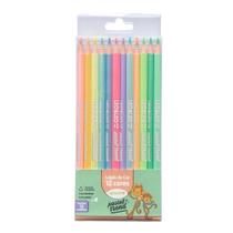 Lapis de Cor 12 Cores Tons Pastel Corpo Triangular Escolar Artistico Desenho Premium