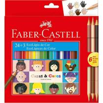 Lápis De Cor 24 Cores + 3 Lápis Caras E Cores Faber Castell