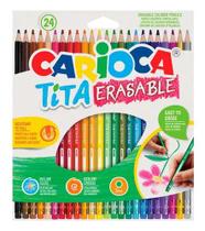 Lápis De Cor 24 Cores Carioca Tita Apagável Escolar Lápis De Cor 24 Cores Carioca Tita Apagável Escolar
