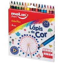 Lapis De Cor 24 Cores Color Plus MOLIN Artistico Escolar 4mm