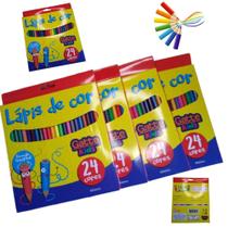 Lápis De Cor 24 Cores Desenho Escolar Gatte Kids Volta Aulas - LAPIS DE COR 24 CORES GATTE KIDS