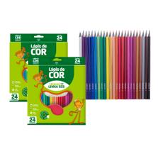 Lápis De Cor 24 Cores Escolar Leo&leo 2 Unidades