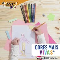 Lapis De Cor 24 Cores Madeira Bic Premium Cores Vivas Macios