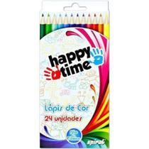 Lápis de cor 24 cores redondo - happy time - spiral