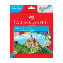 Lápis de Cor 24 Cores Sextavado Faber Castell Escolar