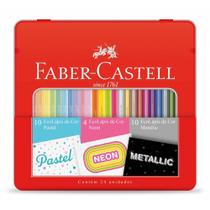 Lápis de Cor 24 Cores Tons Pastel/Neon/Metallic Faber-Castell