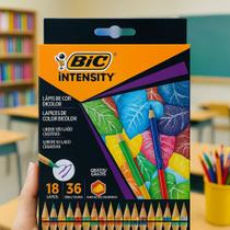 Lápis de Cor 36 Cores Bicolor Bic Intensity 18 Lápis Sextavado + Apontador Grátis