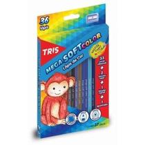 Lápis de Cor 36 Cores com Apontador Tris Soft Color - Kit Completo