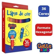 Lapis de Cor 36 Cores Formato Hexagonal Gatte Kids