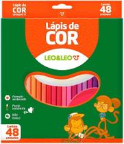 Lapis De Cor 48 Cores Leo E Leo Sextavado - Ponta Resistente - Leo&Leo