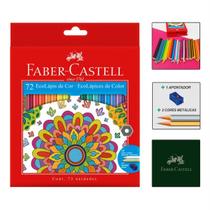 Lapis de Cor 72 Cores Faber Castell Kit Ecolápis Escolar Colorido Desenho Profissional e Apontador