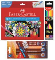 Lápis de cor 78 Cores (60 Faber Castell + 12 Pele Tris + 6 Neon Maped) - Faber Castell / Tris / Maped