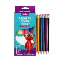 Lápis de Cor Apagável 12 Cores Triangular Escolar e Artístico