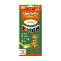 Lápis de Cor Apagável Escolar Triangular 12 Cores Leo&Leo