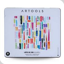 Lápis de Cor Aquarelável 24 Cores com Estojo Metálico e Pincel Artools Lápis de Cor Aquarelável 24 Cores com Estojo Metálico e Pincel Artools