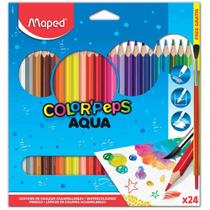 Lápis de Cor Aquarelável 24 Cores Triangular Color Peps Aqua + Pincel Maped