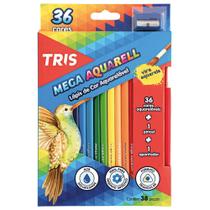 Lápis de Cor Aquarelável 36 Cores + Apontador + Pincel Mega Aquarell Tris
