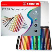 Lápis de Cor Aquarelável Aquacolor em Estojo Metálico com 24 Cores - Stabilo/ WX Gift
