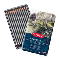 Lápis de Cor Aquarelável Derwent Graphitint Lata 12 Cores
