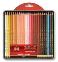 Lápis De Cor Artístico Polycolor 24 Cores Retrato Koh-I-Noor