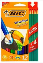 Lápis de Cor BIC Evolution, 12 cores + 4 Lápis de Escrever