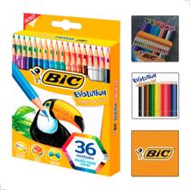 Lapis de Cor Bic Evolution 36 Cores Kit Escolar Artes e Desenho