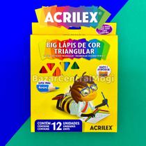 Lápis de Cor Big Triangular 12 Cores Jumbo Acrilex + Apontador Abelhinhas Lápis de Cor Big Triangular 12 Cores Jumbo Acrilex + Apontador Abelhinhas