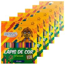 Lápis de Cor BRW Eco Resinado Sextavado 6 Caixas com 24 Cores Cada