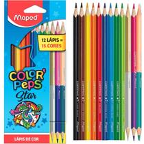 Lápis de cor c/12 lápis 15 cores maped colorpeps star