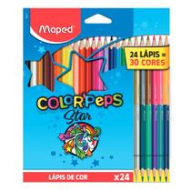 Lápis de cor c/24 lápis 30 cores maped colorpeps star